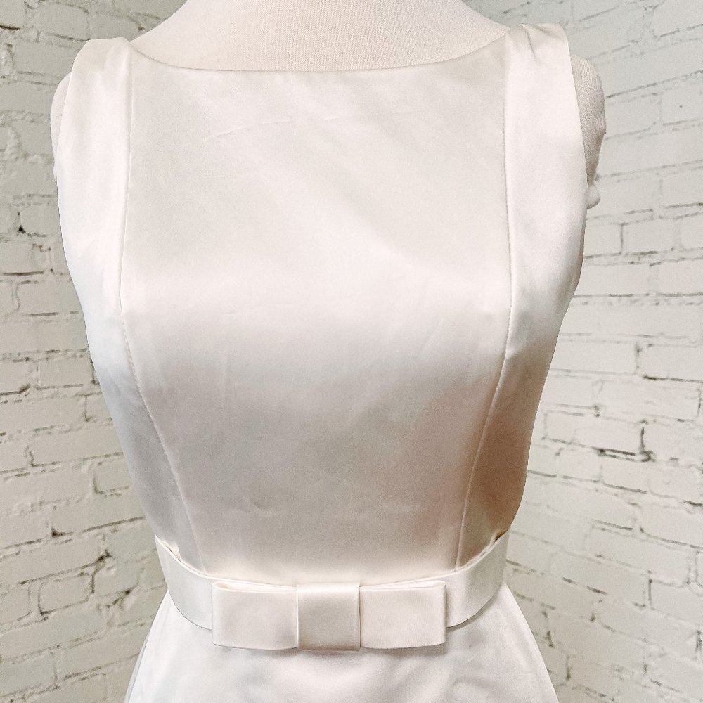 Custom Bow Front Wedding Gown with Covered Buttons